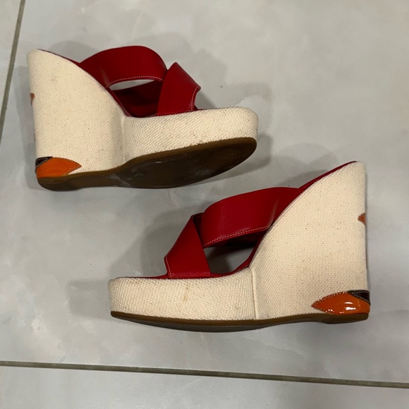 VINTAGE PRADA Ocean Beach Theme Wedge Sandals Starfish - Picture 6 of 9